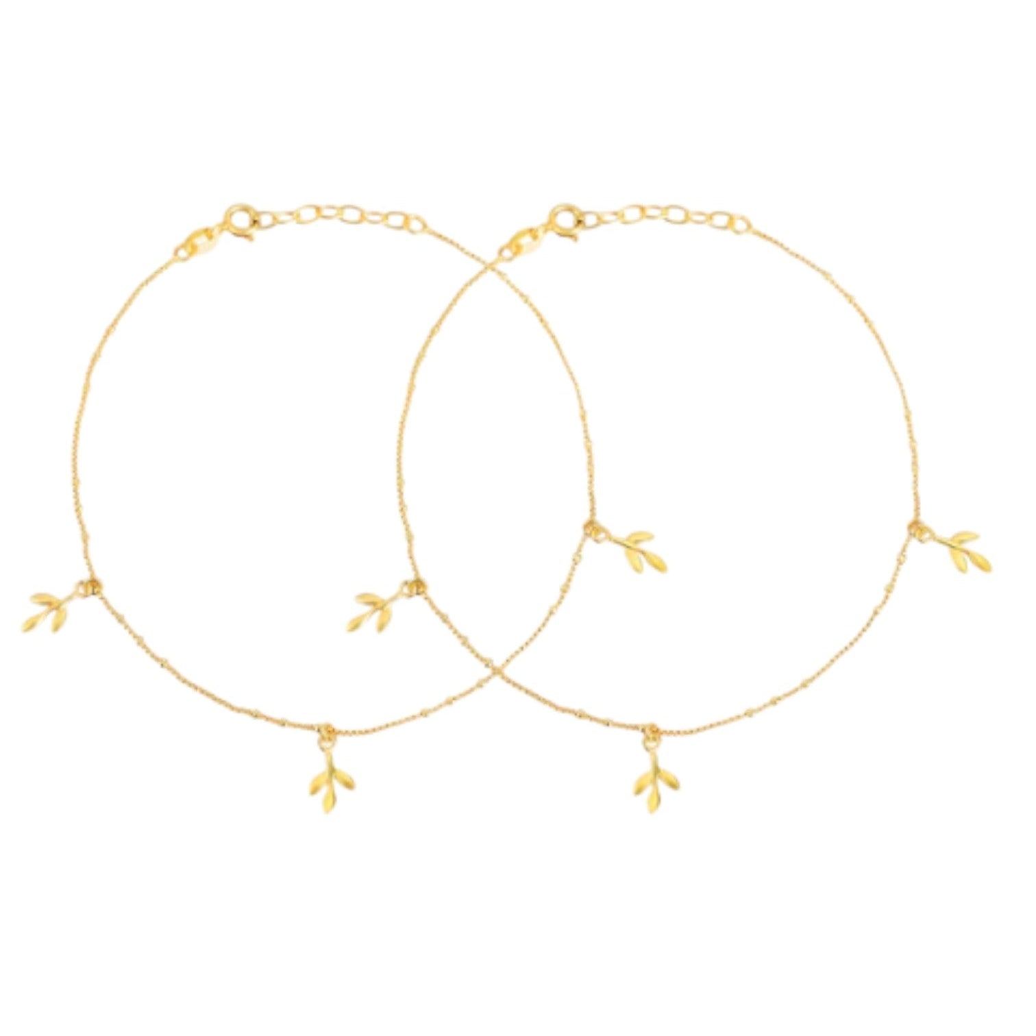 Gilded Leaves Elegance Gold-Plated 925 Sterling Silver Leaf Anklet By Kesardeep Impex For Women