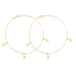 Gilded Leaves Elegance Gold-Plated 925 Sterling Silver Leaf Anklet By Kesardeep Impex For Women