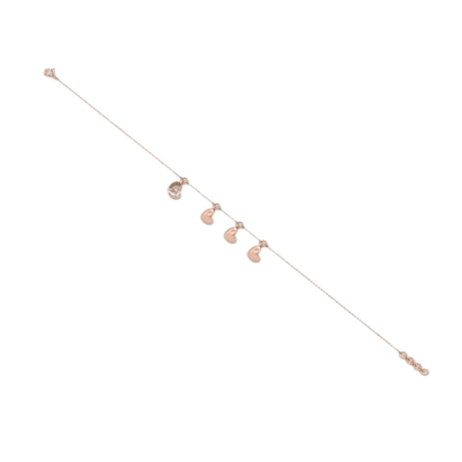 Rose Gold Heart 925 Sterling Silver Heart Charm Bling  Anklet By Kesardeep Impex For Women