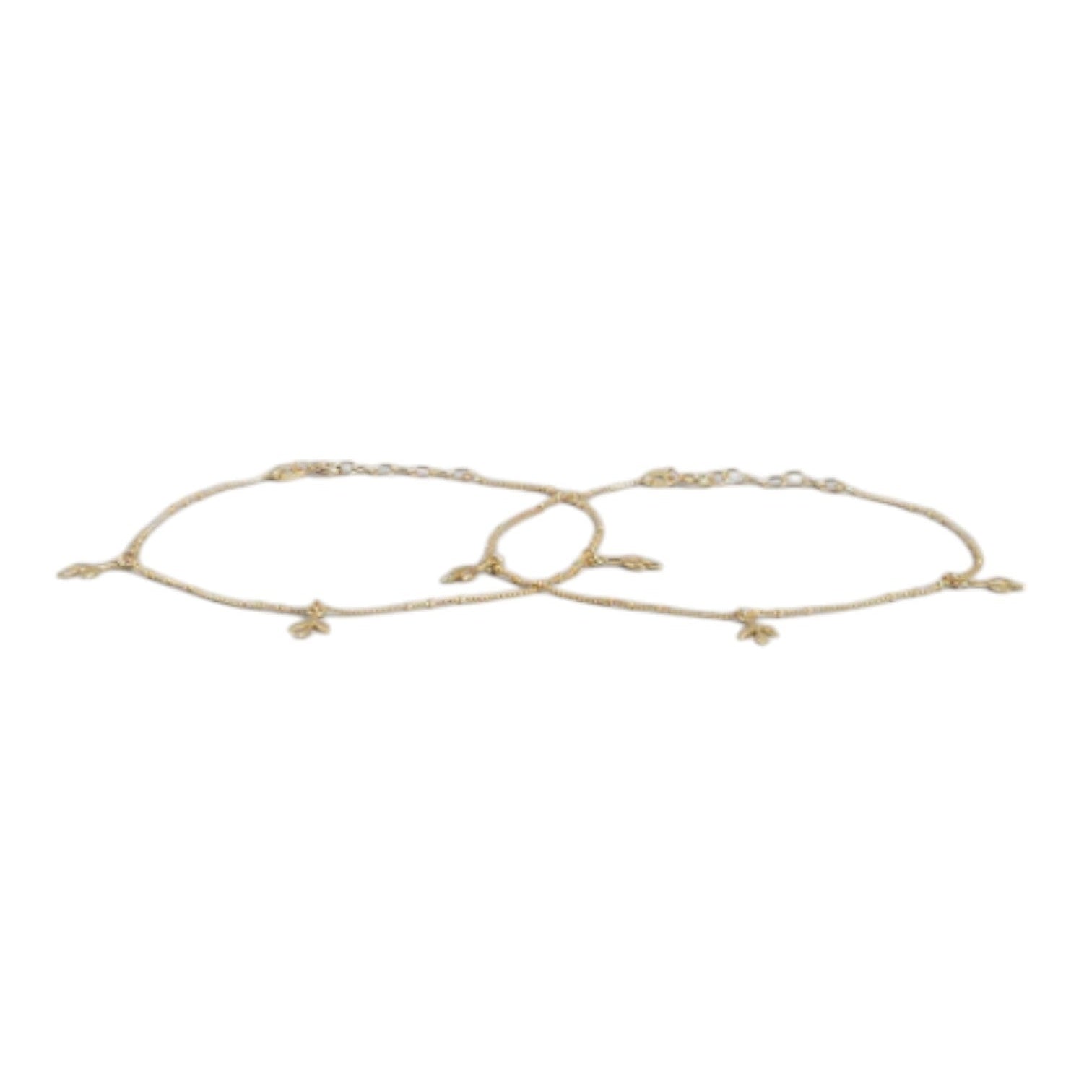 Gilded Leaves Elegance Gold-Plated 925 Sterling Silver Leaf Anklet By Kesardeep Impex For Women