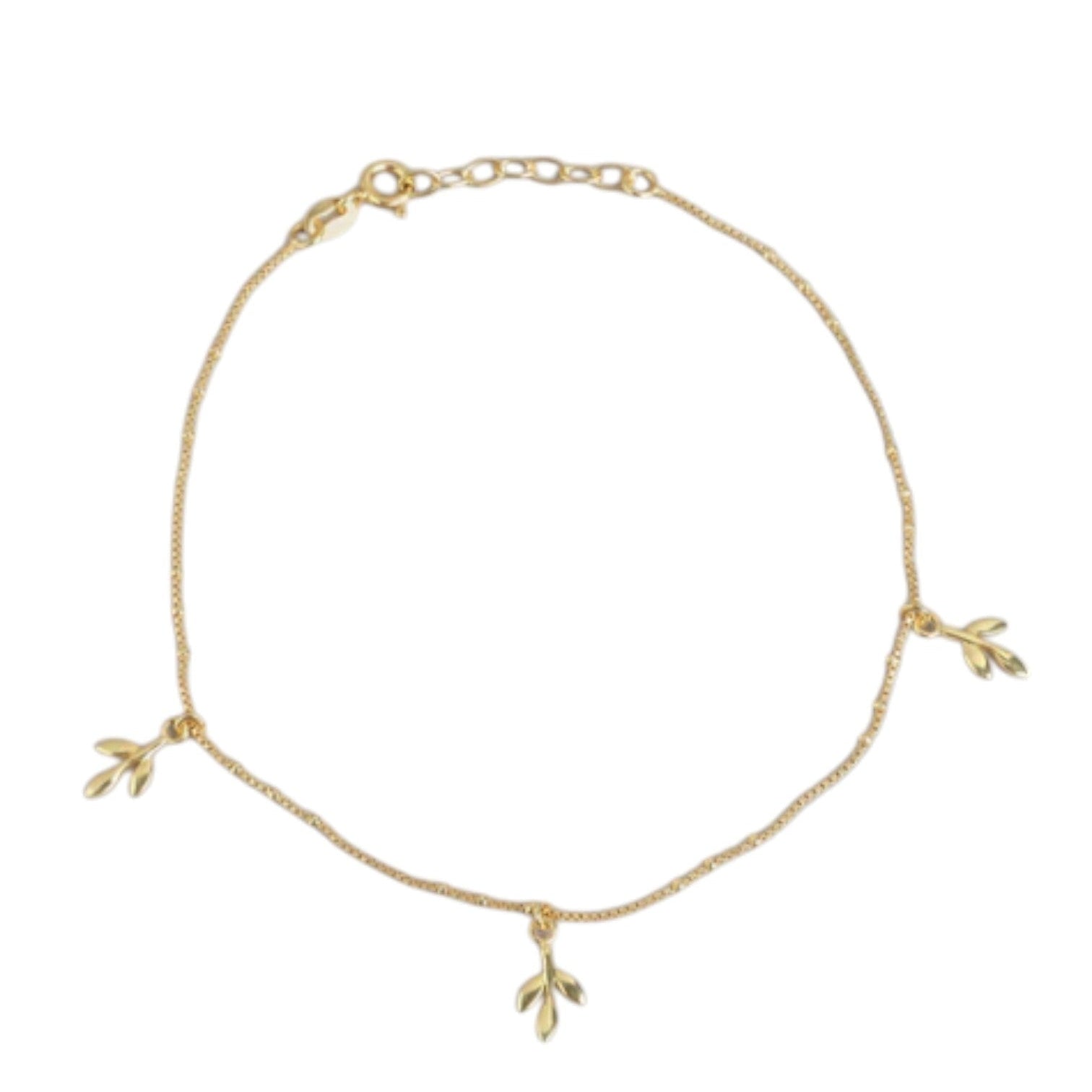 Gilded Leaves Elegance Gold-Plated 925 Sterling Silver Leaf Anklet By Kesardeep Impex For Women