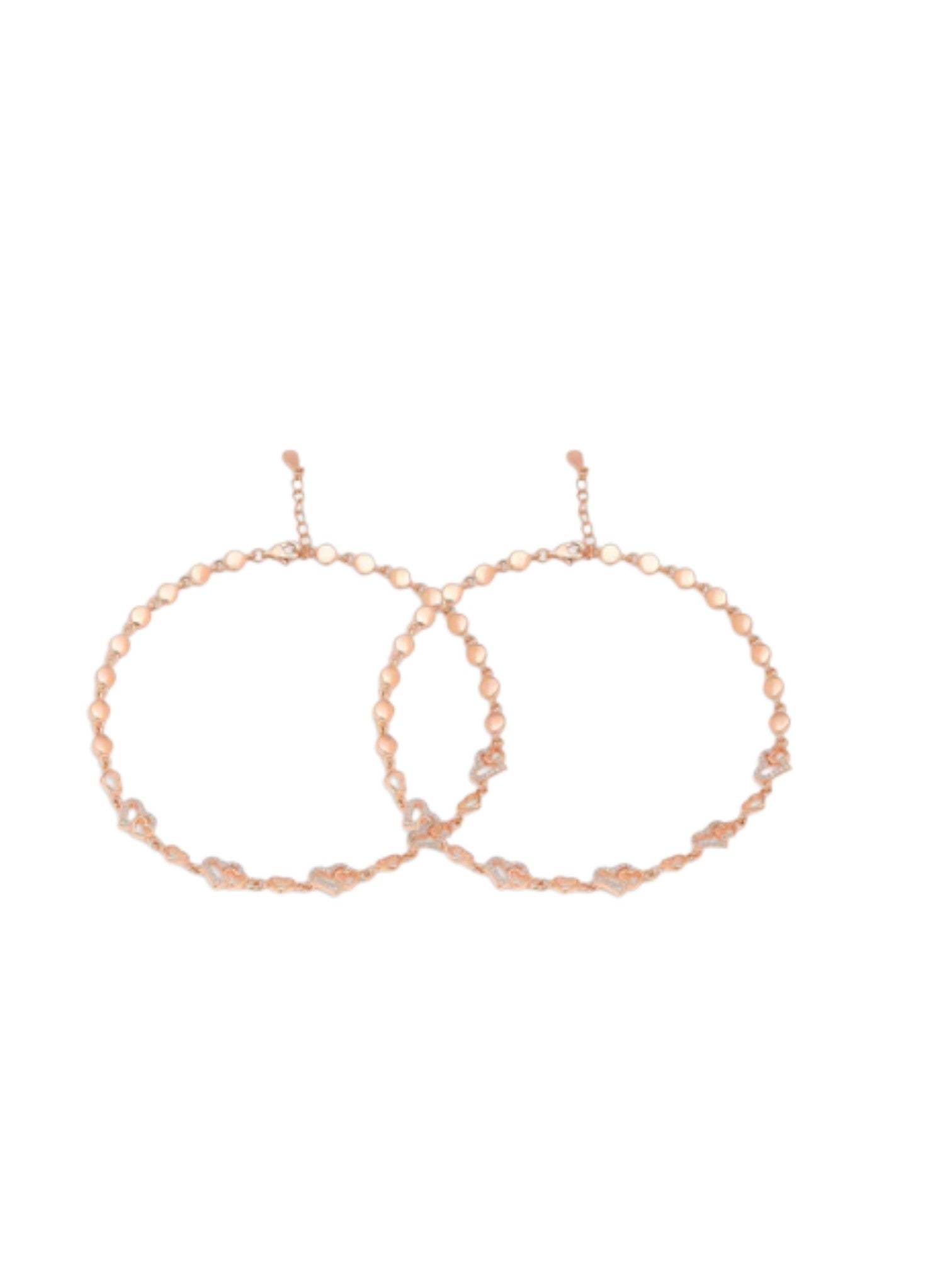 Heartfelt Charm Rose Gold Plated 925 Sterling Silver Anklet By Kesardeep Impex For Women