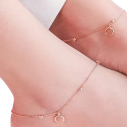 The Moon Silver Anklet in Rose Gold By Kesardeep Impex For Women