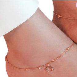 The Moon Silver Anklet in Rose Gold By Kesardeep Impex For Women
