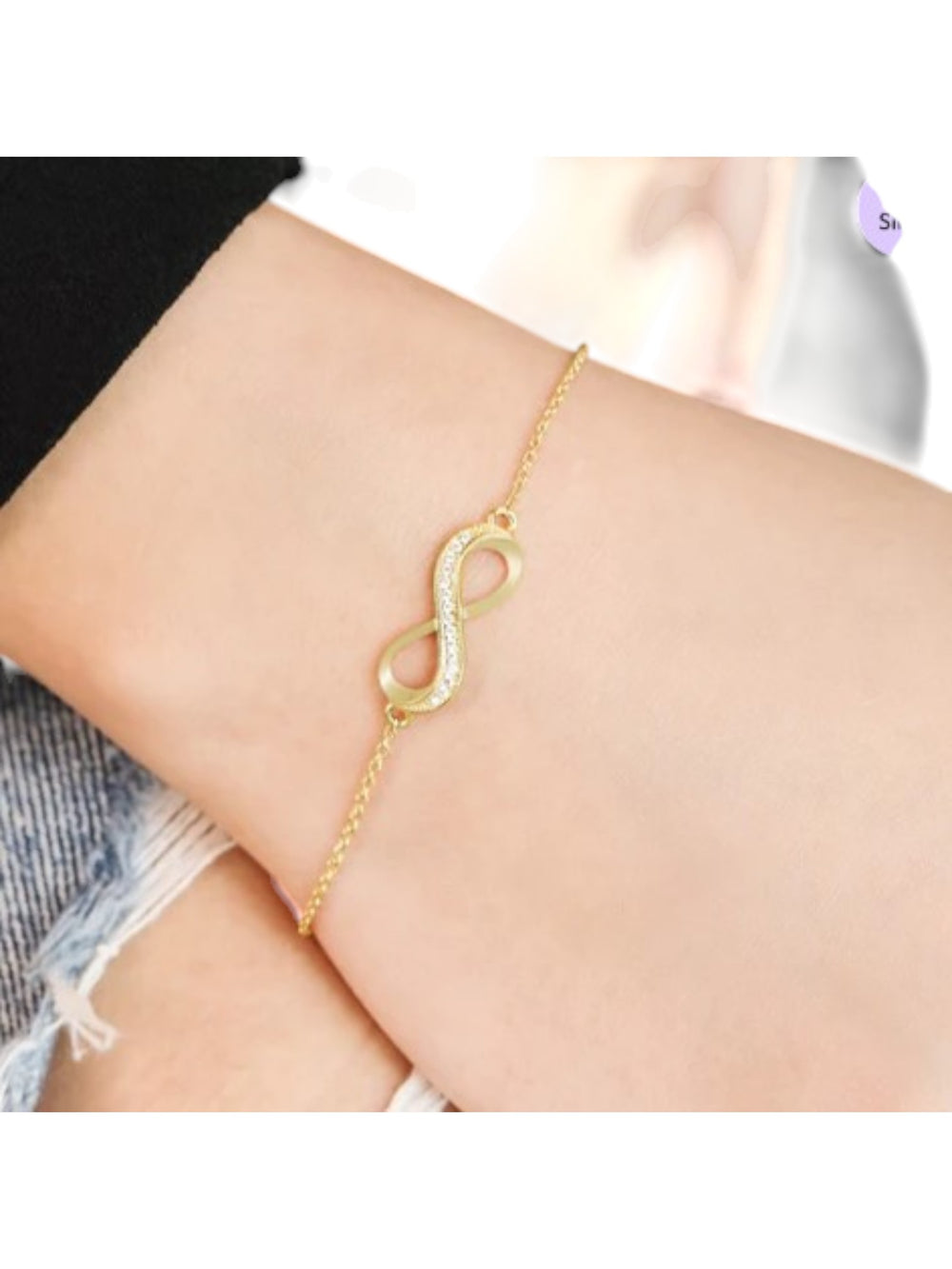 Golden Infinity Glow 925 Sterling Silver Gold-Plated Chain Anklet By Kesardeep Impex For Women