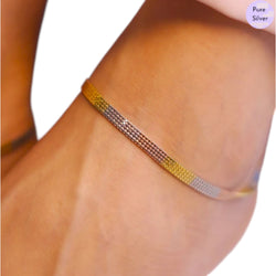 Multi Toned 925 Sterling Silver Anklet  By Kesardeep Impex For Women
