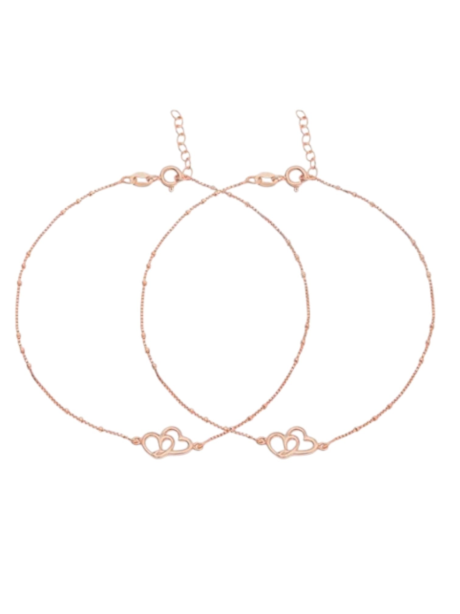 Hearts Rose-Gold plated 925 Anklet By Kesardeep Impex For Women