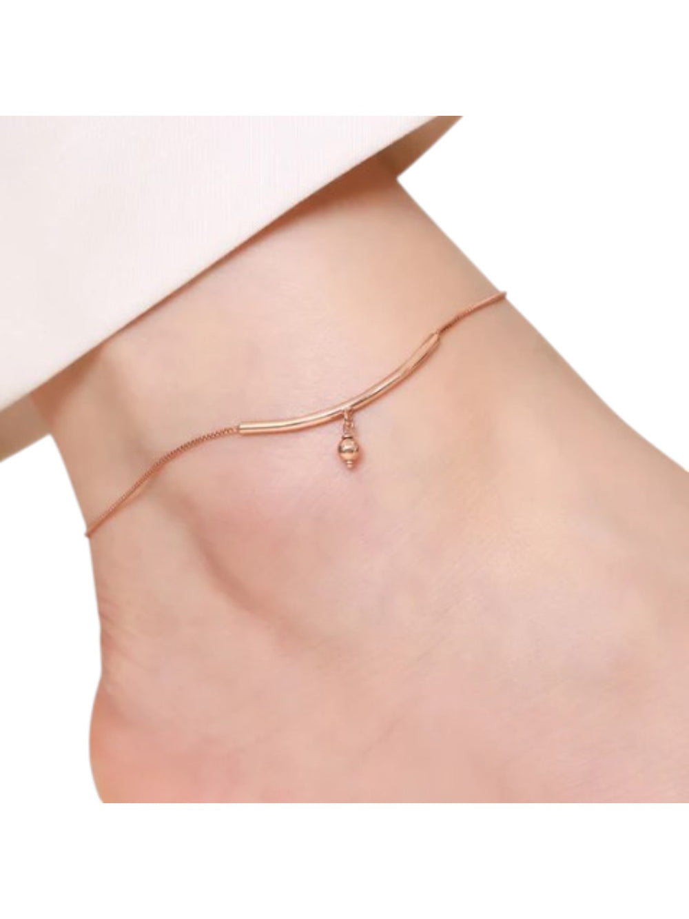 Rose Gold Plated 925 Sterling Silver Drop Chained Anklet By Kesardeep Impex For Women
