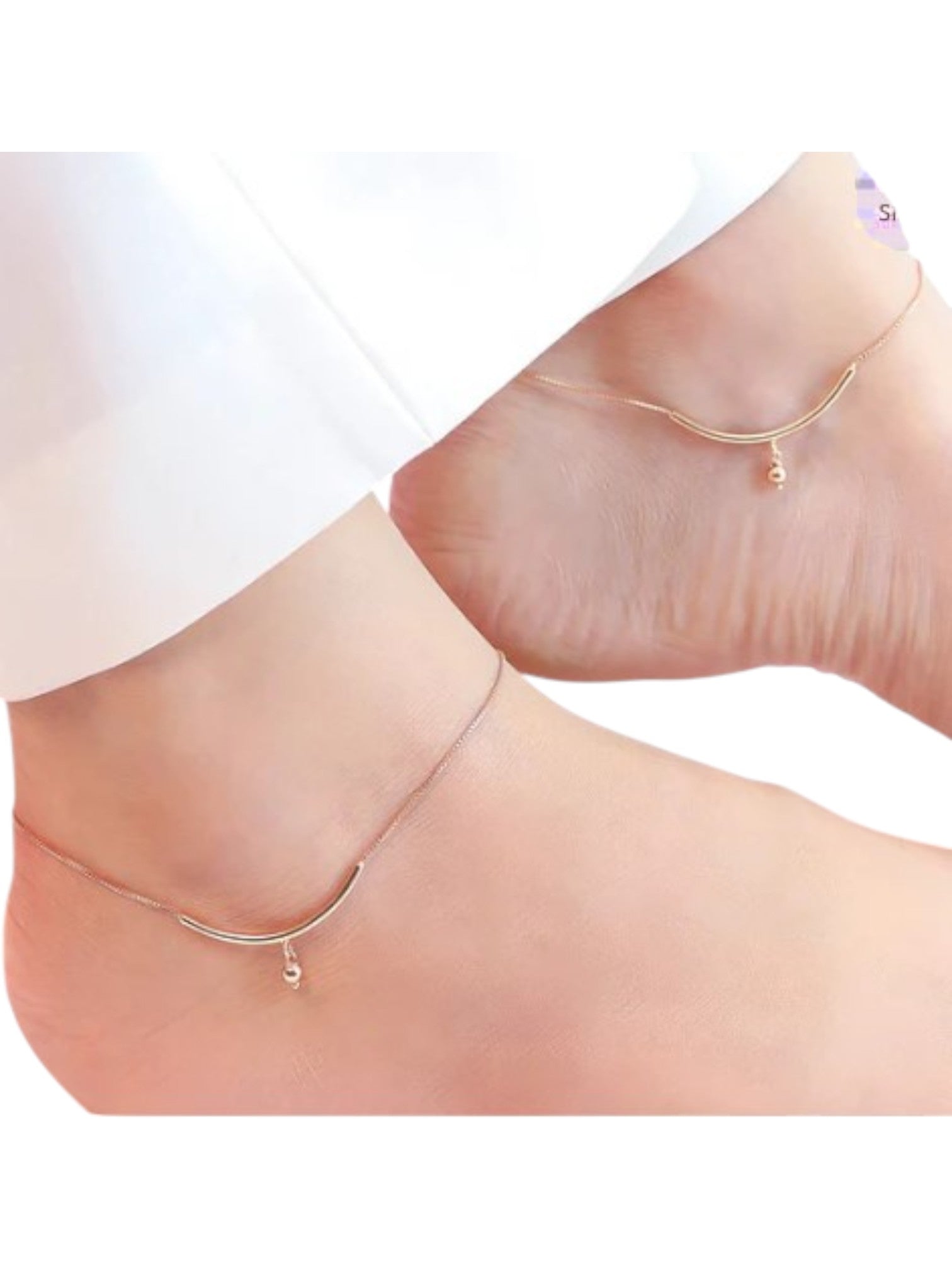 Rose Gold Plated 925 Sterling Silver Drop Chained Anklet By Kesardeep Impex For Women