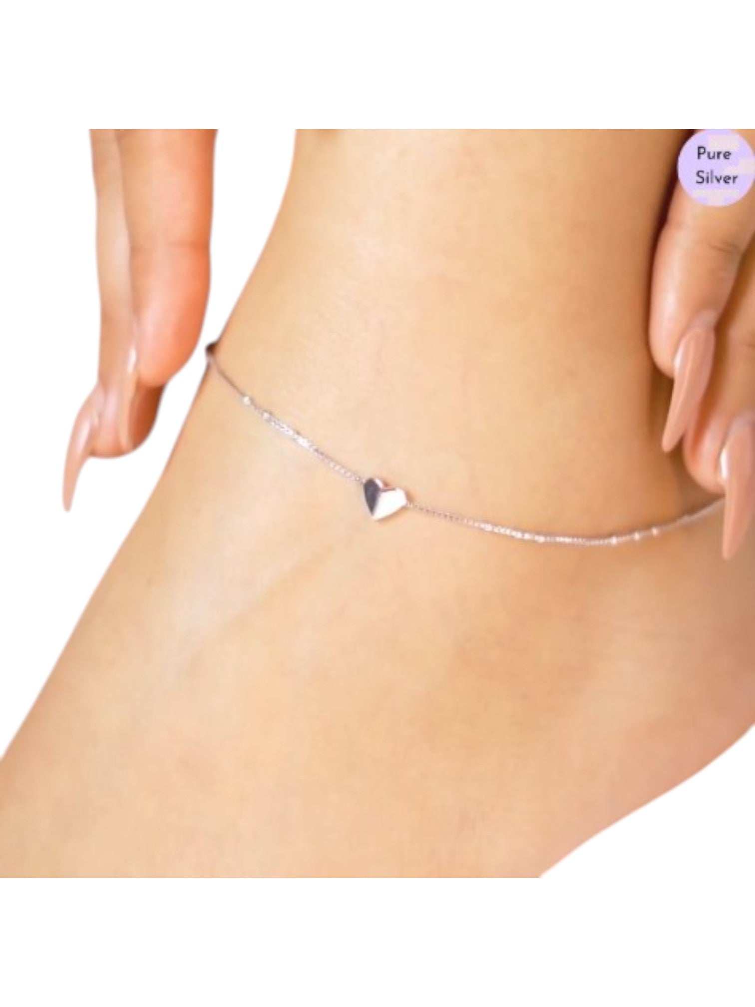 Delicate Heart 925 Sterling Silver Anklets By Kesardeep Impex For Women