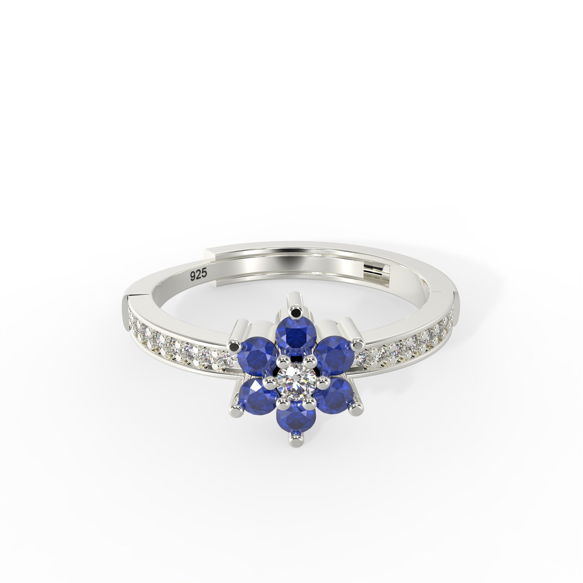 925 HALLMARK Sterling silver ring cz adjustable ring 