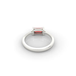 Baguette Cut Garnet Solitaire Ring, Hallmarked 925 Sterling Silver sterlyn 925