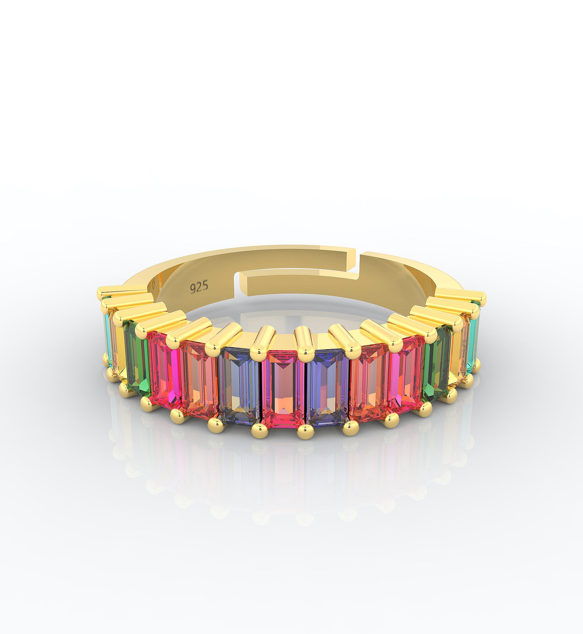 Baguette Cut Multi Sapphire Eternity Band- Hallmarked 925 Sterling Silver sterlyn 925