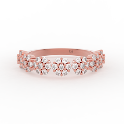 Bloom Cluster Half Wedding Band, Hallmarked 925 Sterling Silver sterlyn 925