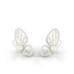 Butterfly Pearl Modern Stud Earrings For Wedding, Hallmarked 925 Sterling Silver sterlyn 925