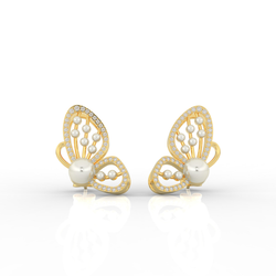 Butterfly Pearl Modern Stud Earrings For Wedding, Hallmarked 925 Sterling Silver sterlyn 925