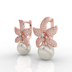 Cocktail Star Fish Pearl Dangle Earrings, Hallmarked 925 Sterling Silver sterlyn 925