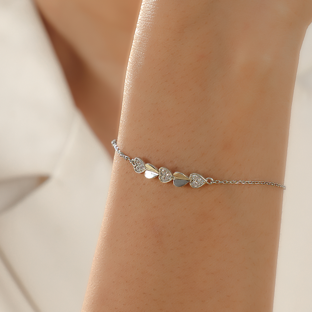 Heart Cut Chain Bracelet For Girlfriend, Hallmarked 925 Sterling Silver sterlyn 925