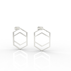 Hexagon Chic Gold Plated Earrings, Hallmarked 925 Sterling Silver sterlyn 925
