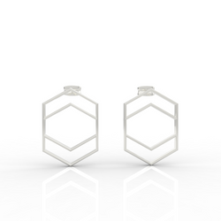Hexagon Chic Gold Plated Earrings, Hallmarked 925 Sterling Silver sterlyn 925