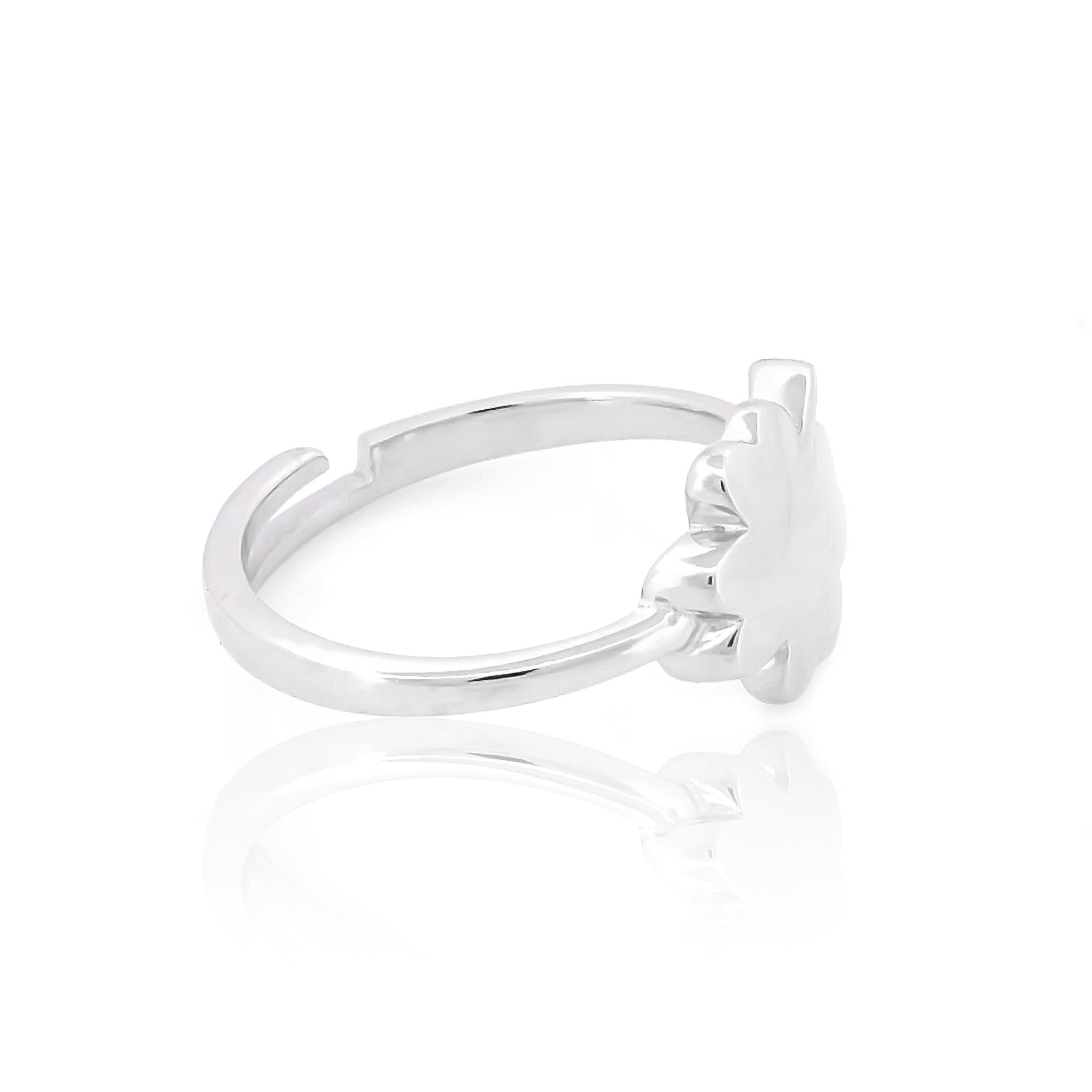 Clover Design Solid Proposal Ring, Hallmarked 925 Sterling Silver White Gold