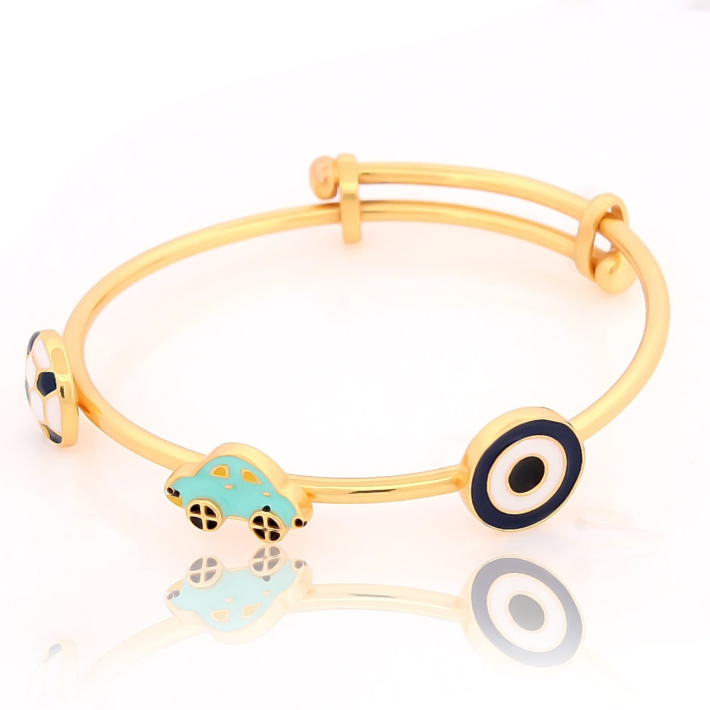 Ball Car Evil Eye Bracelet Kada for Kids – 18KT Gold Plated | 925 Sterling Silver | Protection & Style