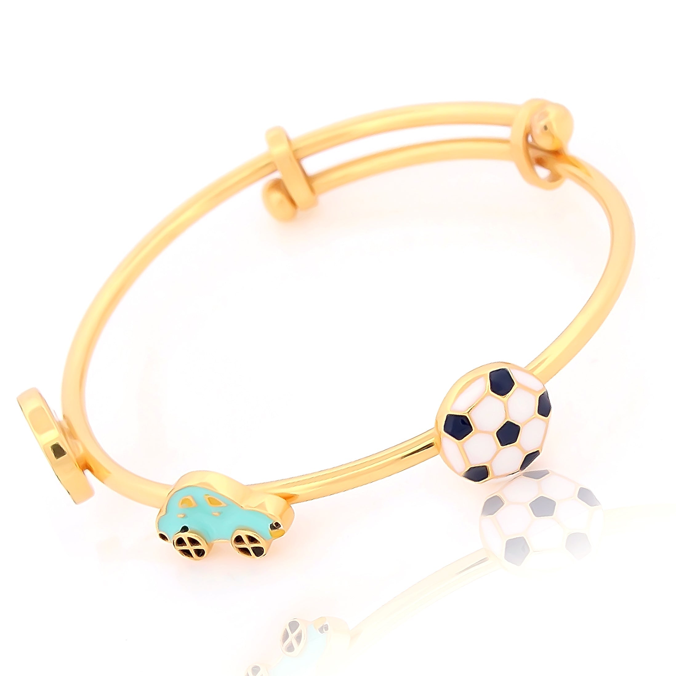 Ball Car Evil Eye Bracelet Kada for Kids – 18KT Gold Plated | 925 Sterling Silver | Protection & Style