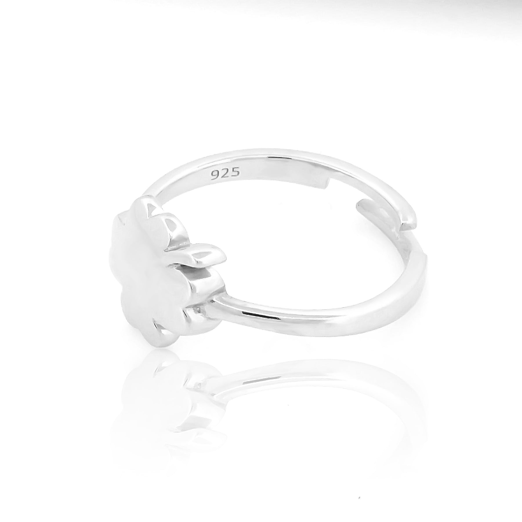 Clover Design Solid Proposal Ring, Hallmarked 925 Sterling Silver White Gold