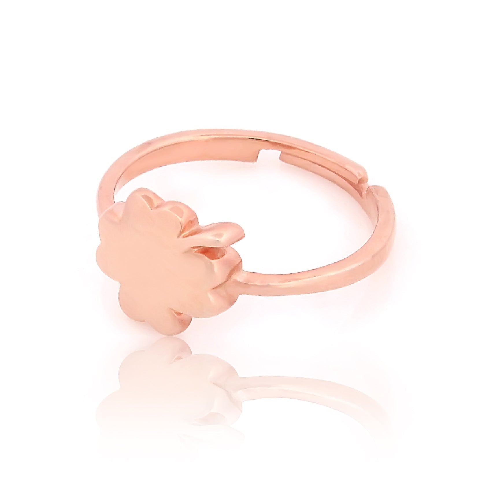 Clover Design Solid Proposal Ring, Hallmarked 925 Sterling Silver Rose Gold