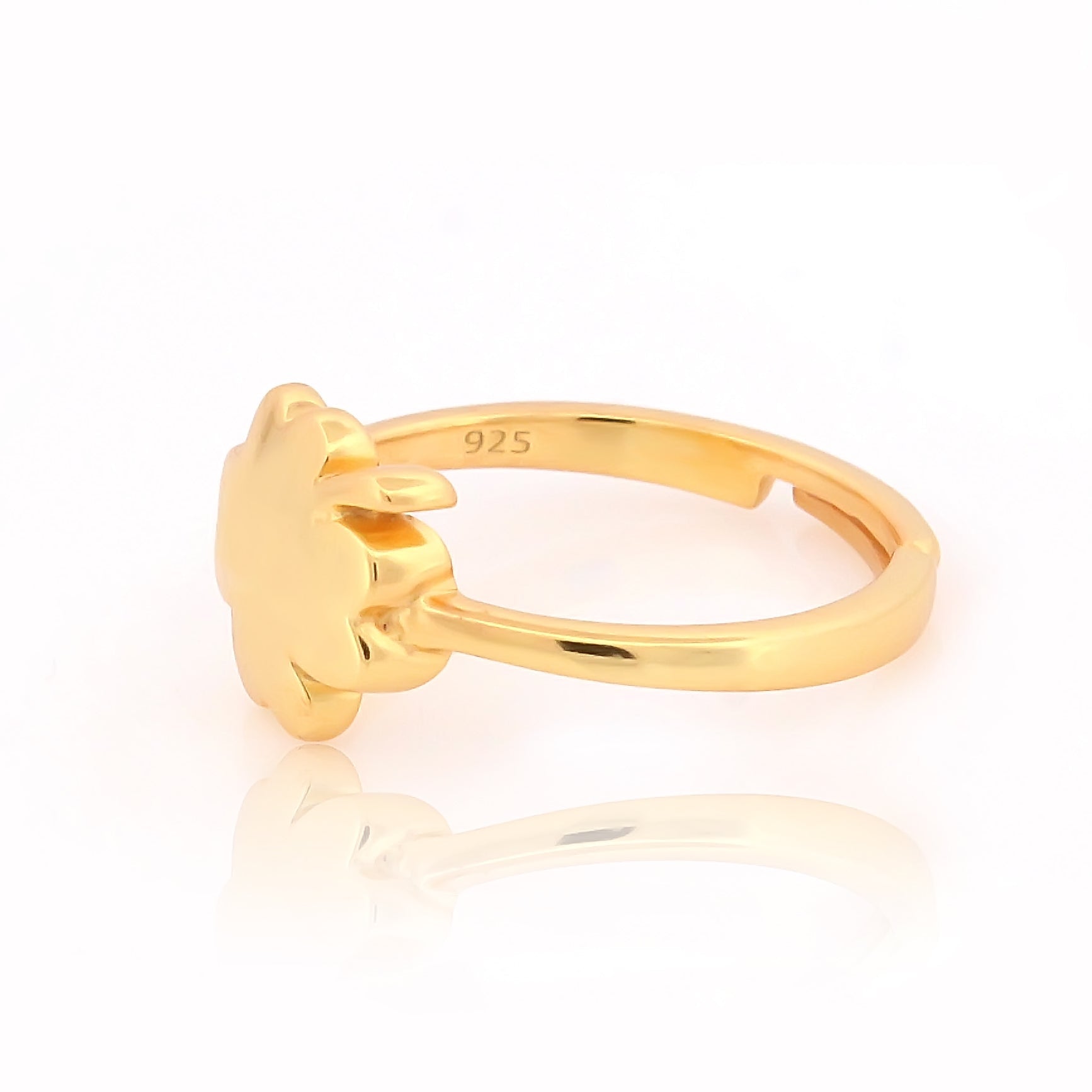 Clover Design Solid Proposal Ring, Hallmarked 925 Sterling Silver Yellow Gold