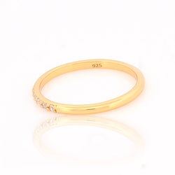 925 Sterling Silver Gold Plated Five Stone Midi Finger Stacking Ring, Office wear handmade rings