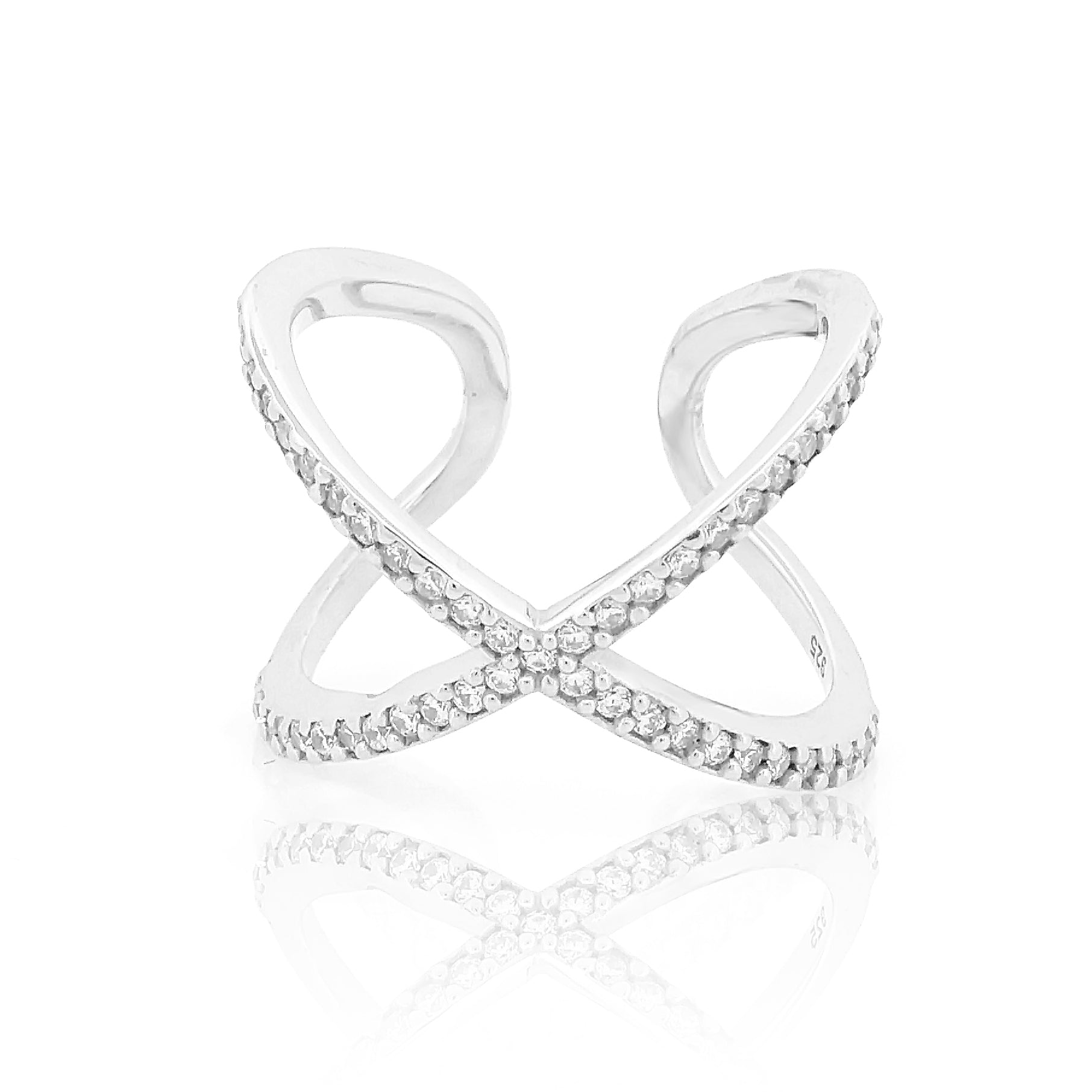 Bold Statement Crisscross Ring- Hallmarked 925 Sterling Silver