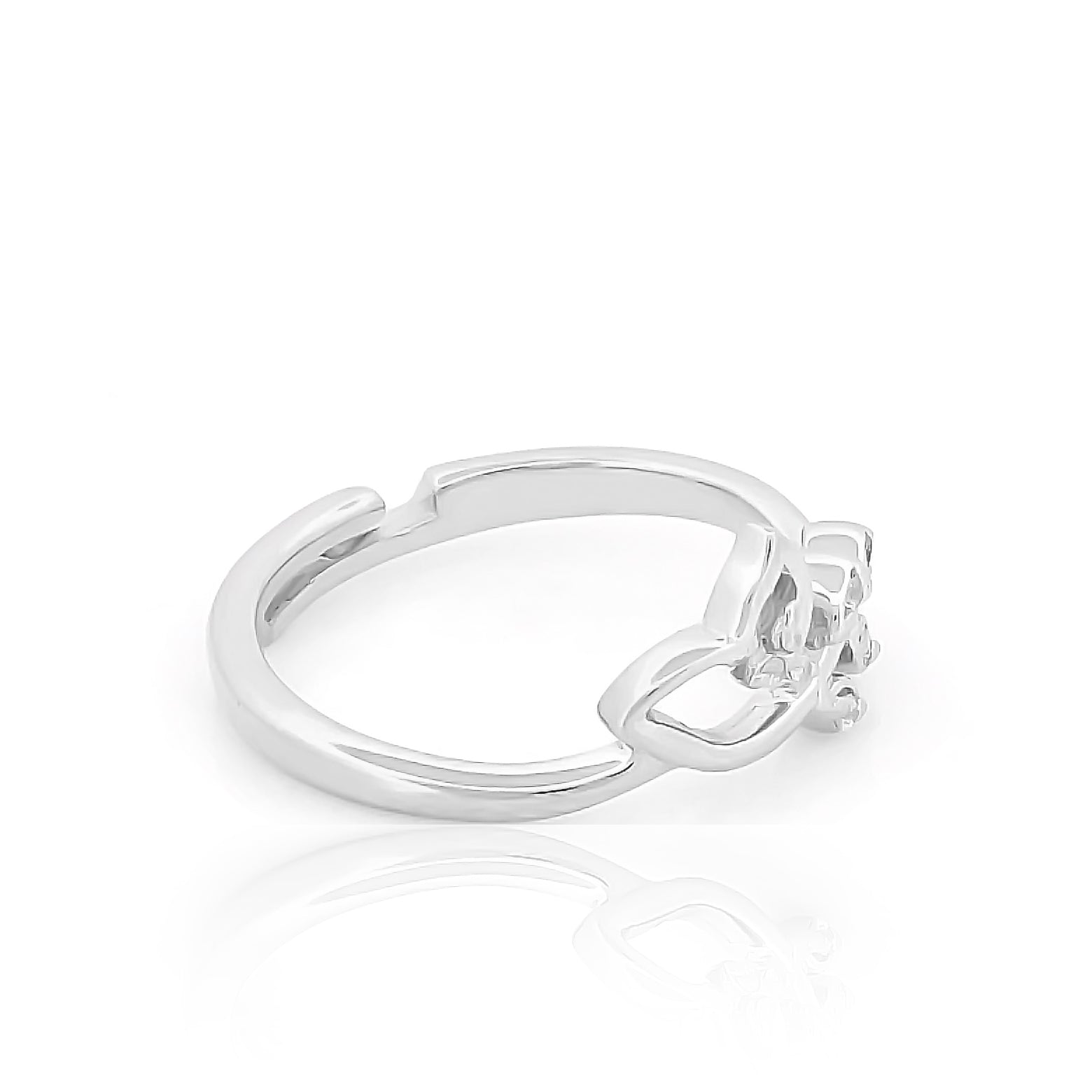 Petals and Leaves Pattern Ring – Hallmarked 925 Sterling Silver White Gold Plated | Elegant Office Wear Jewelry