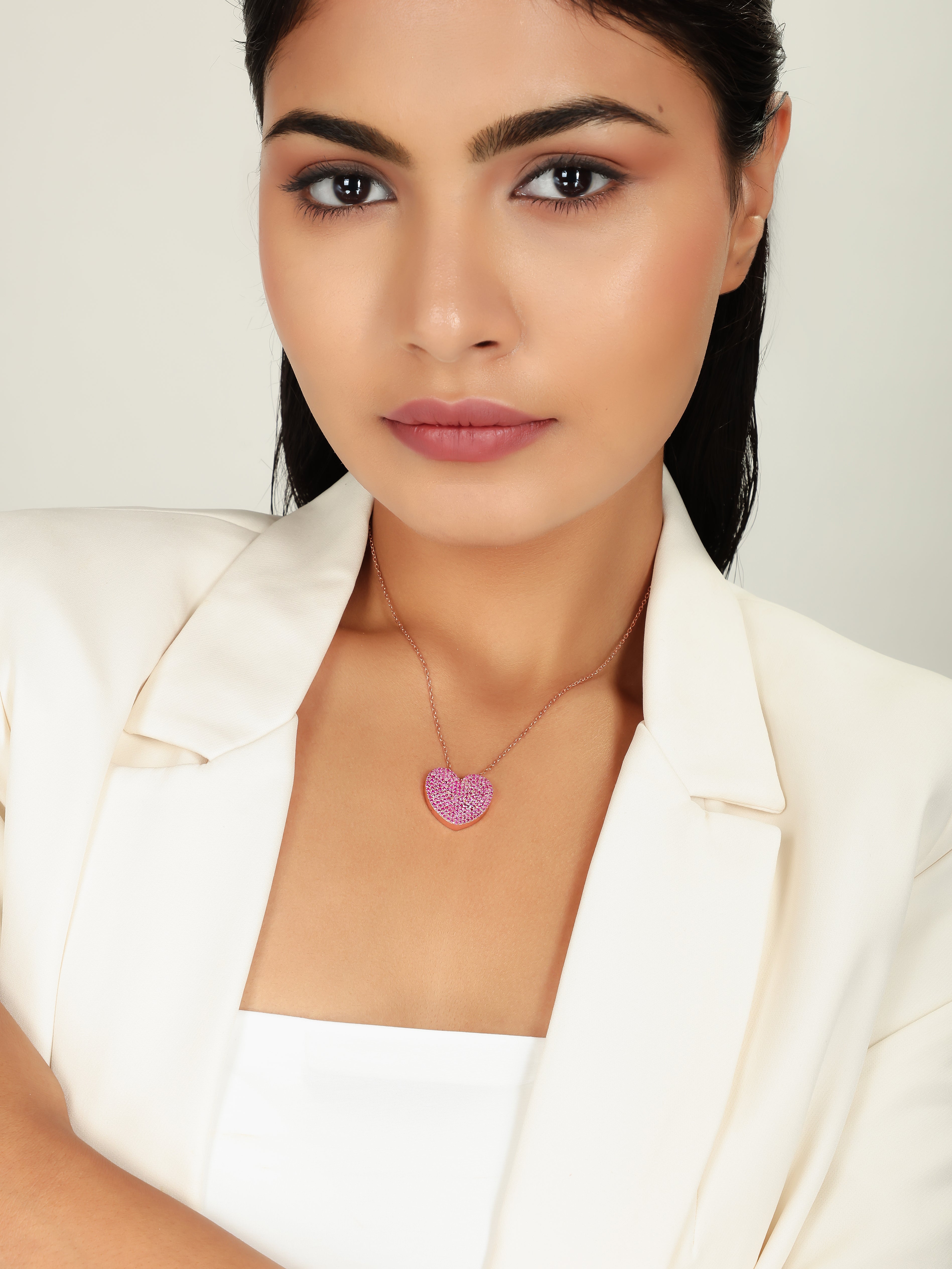 Lovely Heart Pendant With Chain, Hallmarked 925 Sterling Silver - sitabo