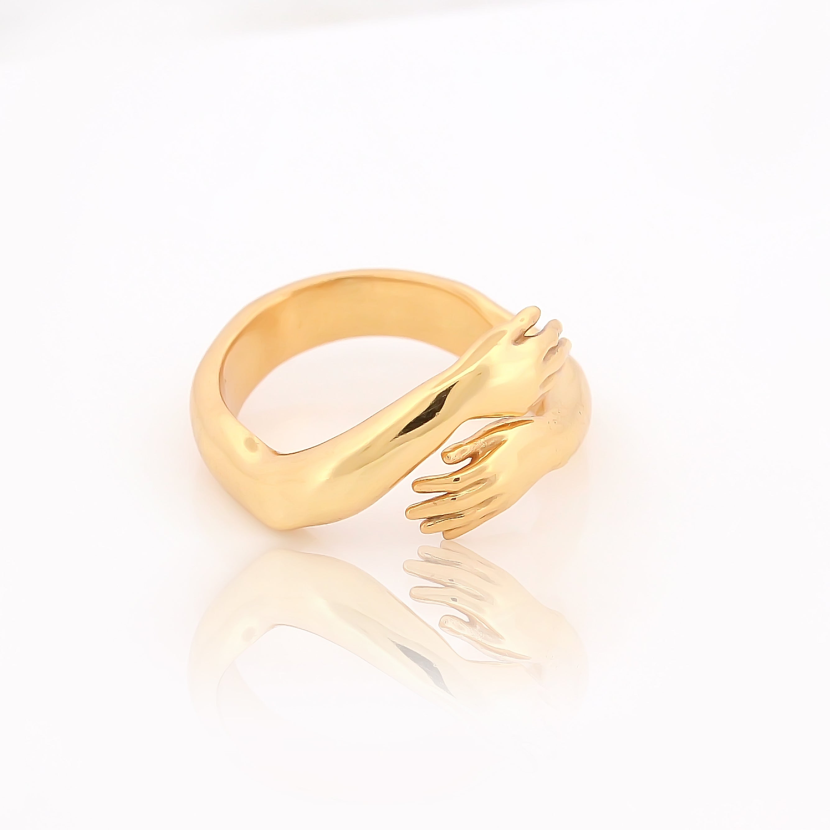 925 Sterling Silver Ring Classic Warm Hug Silver Gold Plated Adjustable Ring - sitabo