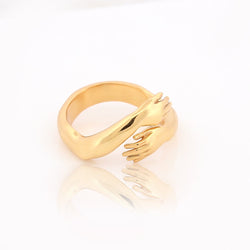 925 Sterling Silver Ring Classic Warm Hug Silver Gold Plated Adjustable Ring - sitabo