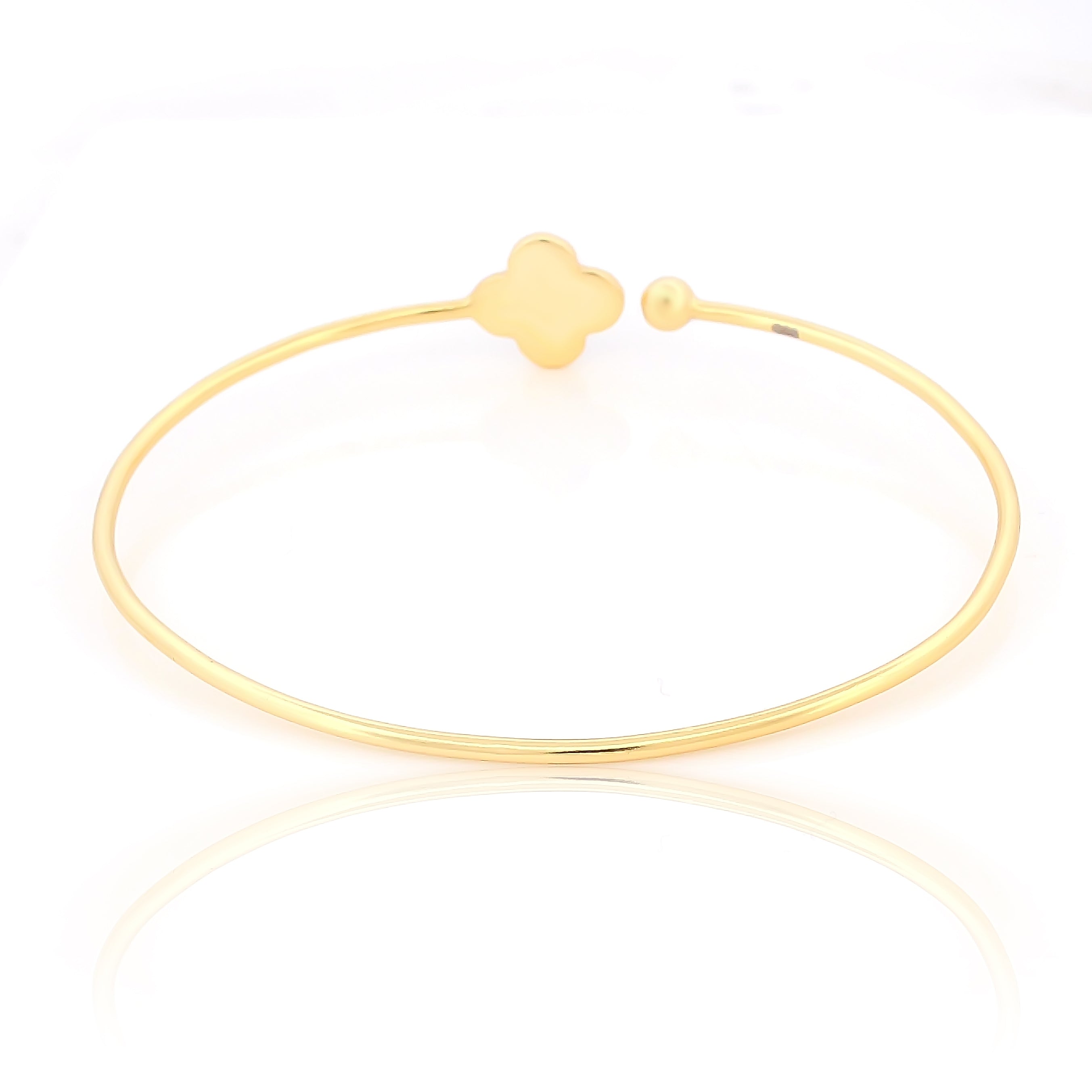 925 Sterling Silver Clover leaf Black Enamel Gold Plated Bracelet