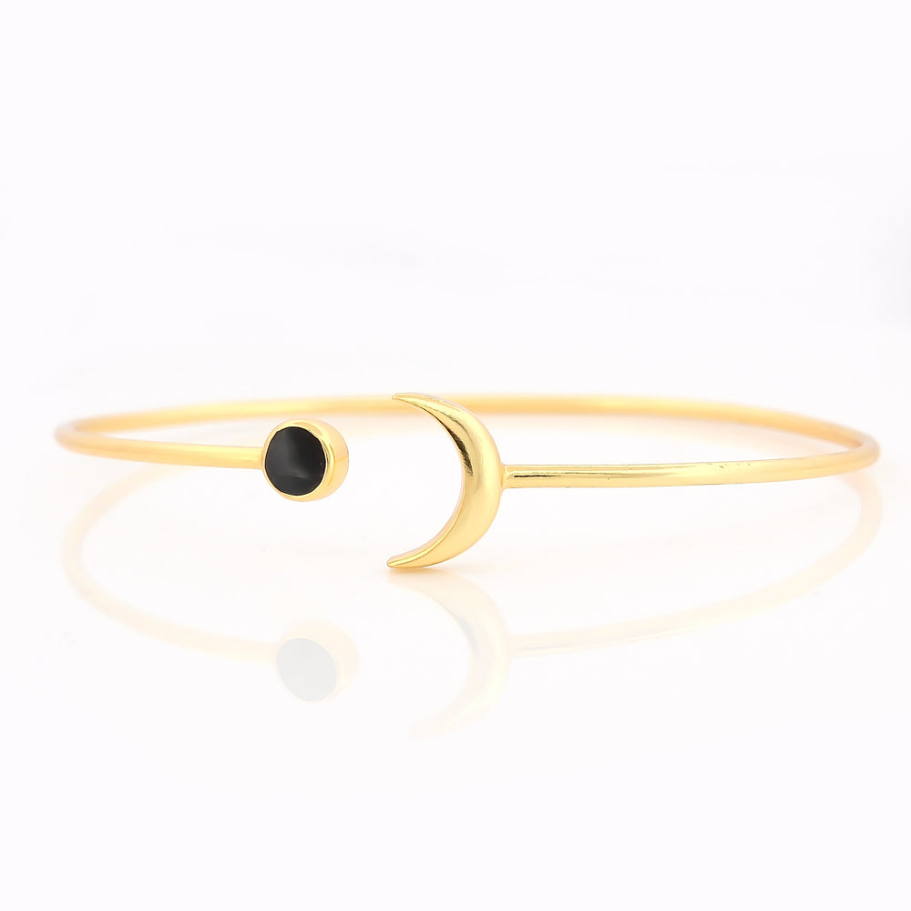 Celestial Glow Moon Bracelet Black Enamel 18kt Gold Plated Bracelet