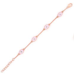 Evil Eye Kids Pink Enamel Bracelet – 18KT Rose Gold Plated | 925 Sterling Silver | Protection & Positivity