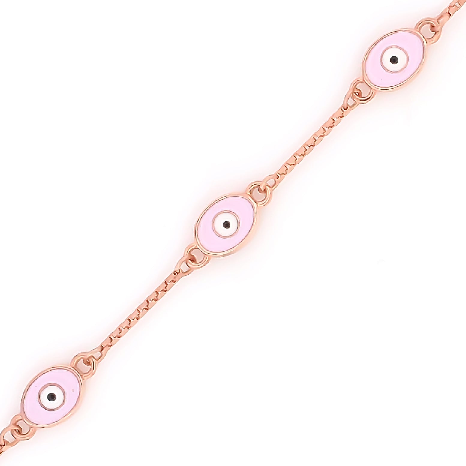 Evil Eye Kids Pink Enamel Bracelet – 18KT Rose Gold Plated | 925 Sterling Silver | Protection & Positivity