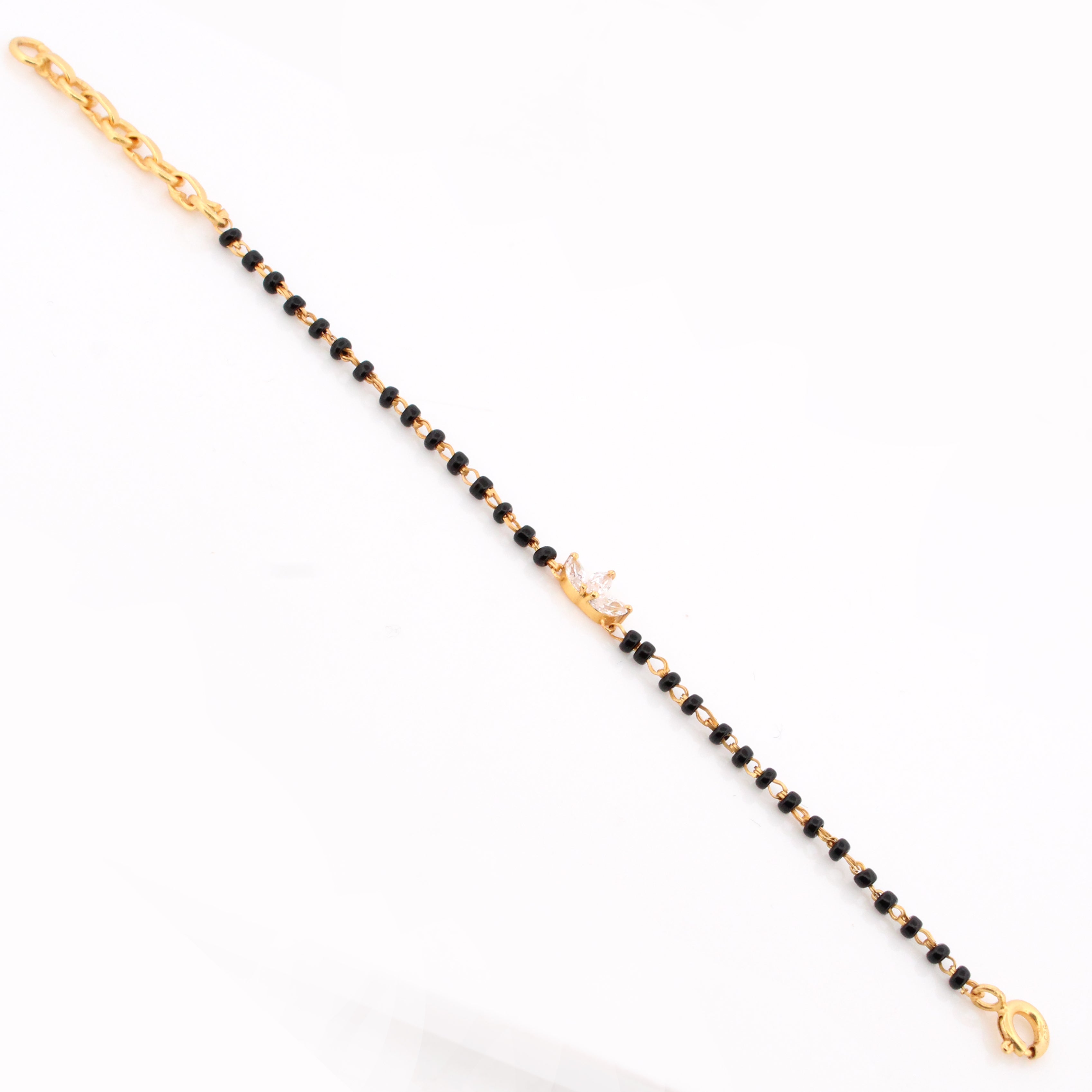 Black Beads Marquise Queen Bracelet – 18KT Gold Plated | 925 Sterling Silver | Strength, Elegance & Protection