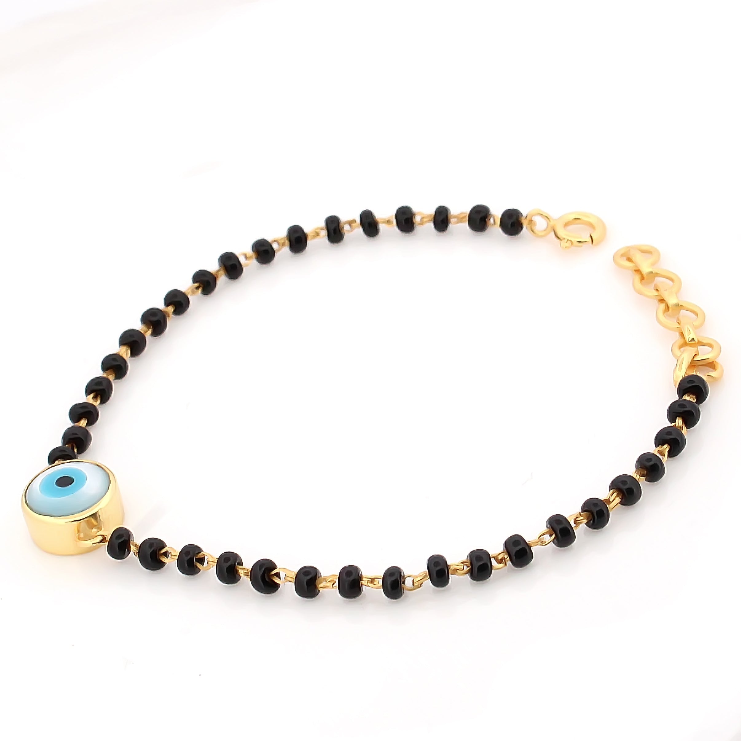 Evil Eye Black Beads Bracelet – 18KT Gold Plated | 925 Sterling Silver | Protection, Strength & Positivity for kids