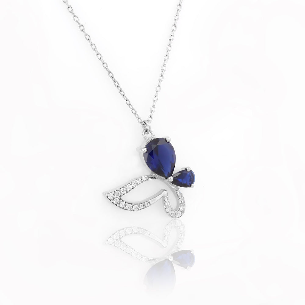 Blue Stone Butterfly Pendant with Chain By Kesardeep Impex  925 Sterling Silver