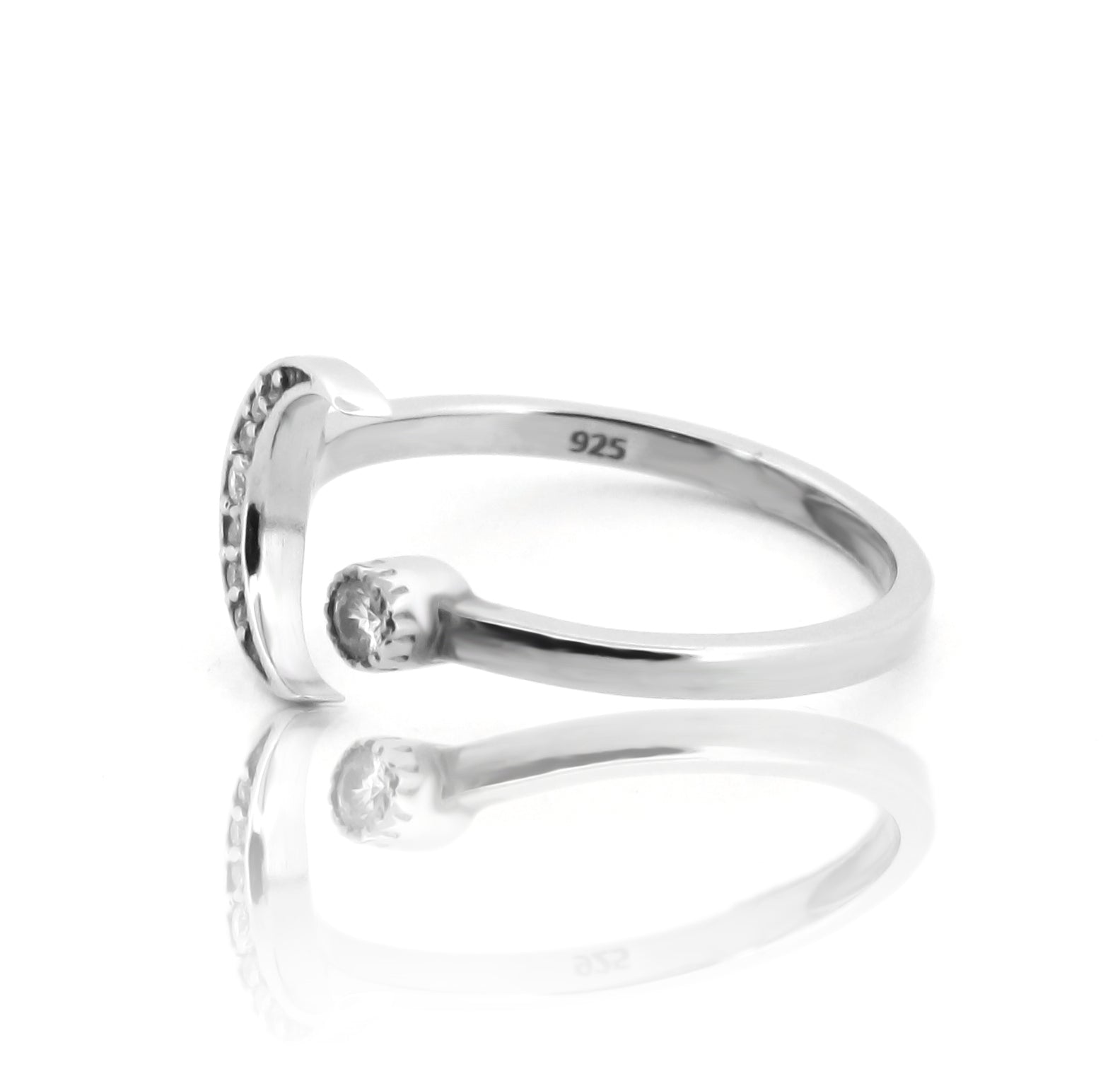 Moon And Sun Ring White Gold Plated- Hallmarked 925 Sterling Silver