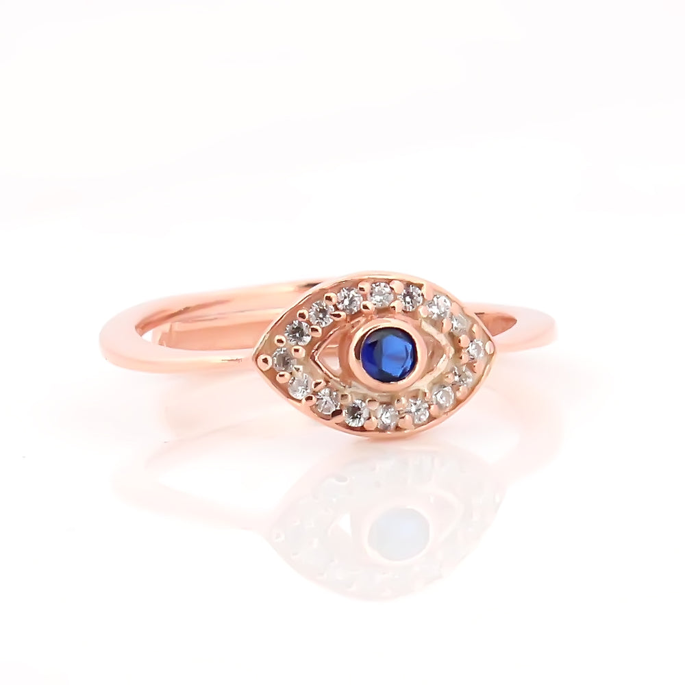 925 rose gold  Silver Evil eye Ring