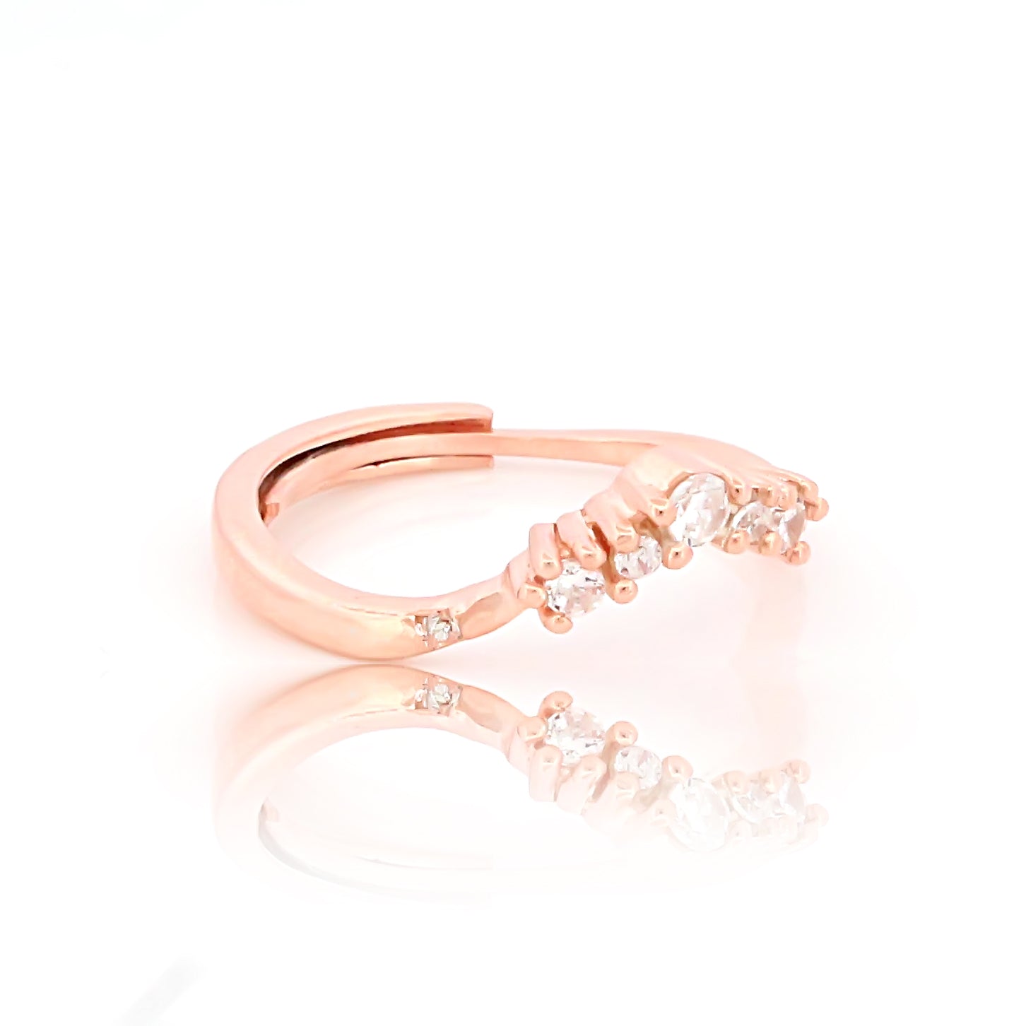 925 Sterling Silver Evil Eye Rose Gold Plated Ring For Women By Kesardeep