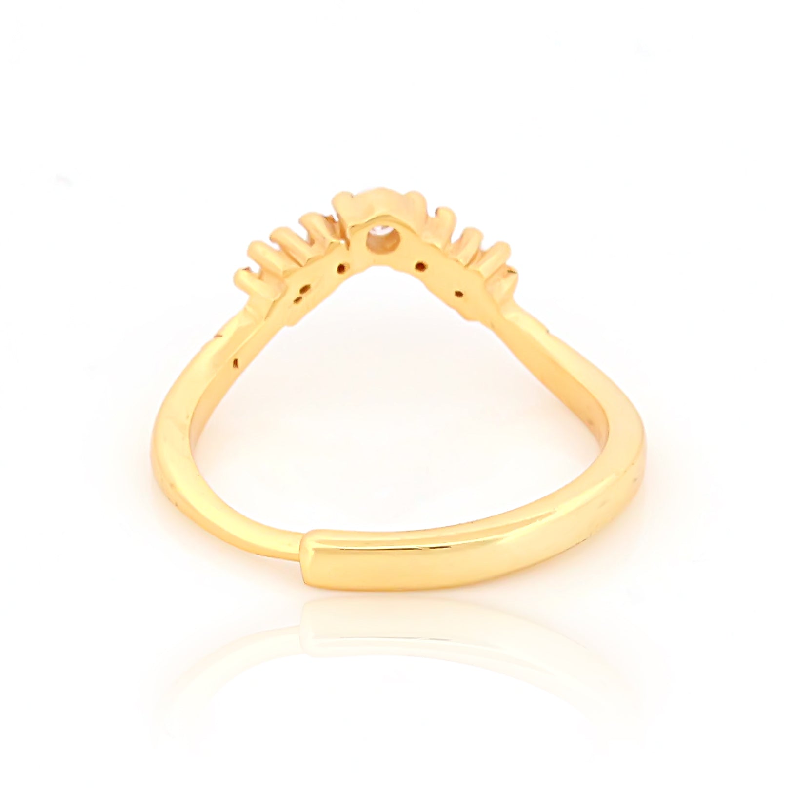 925 Sterling Silver CZ Stone Gold Plated Ring For Women By Kesardeep