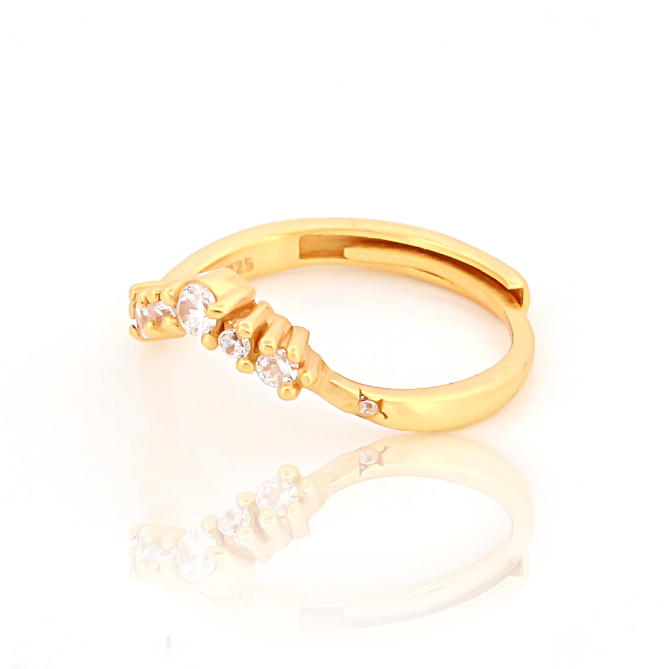 925 Sterling Silver CZ Stone Gold Plated Ring For Women By Kesardeep