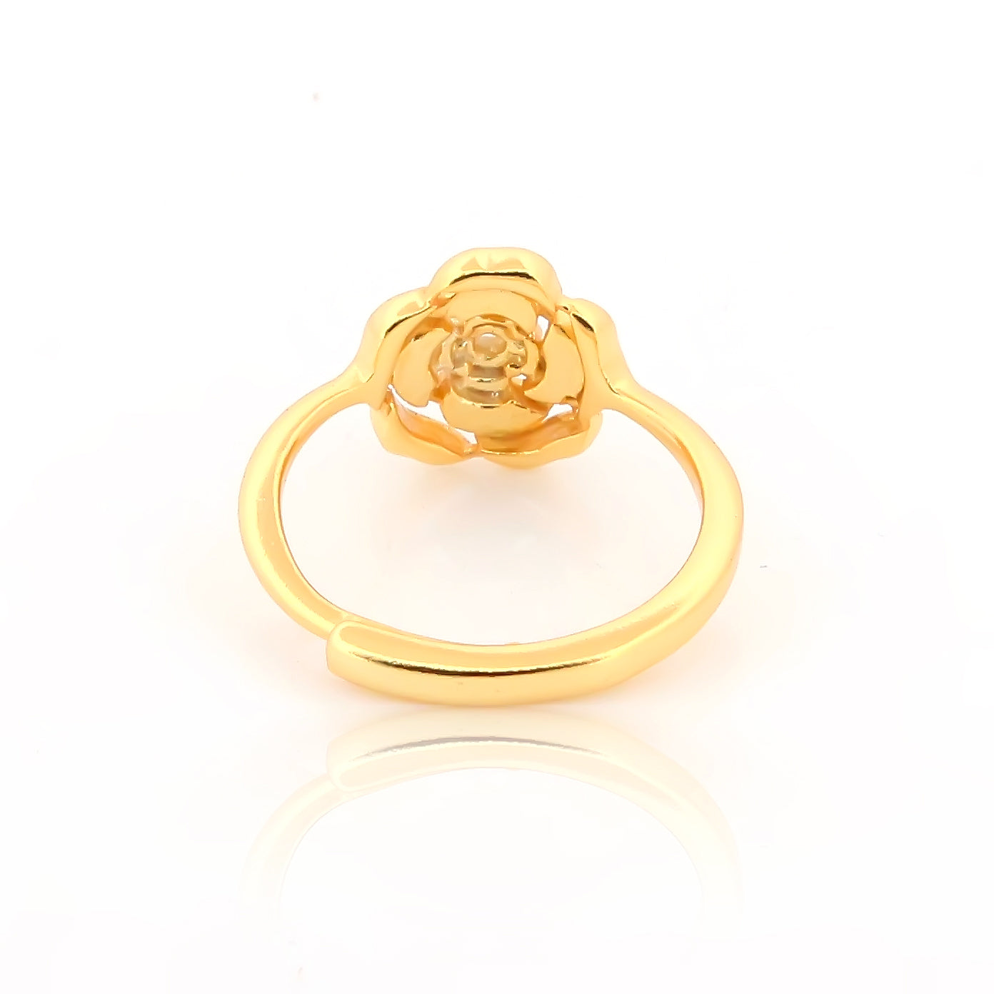FLOWER GOLD PLATED  SILVER  RING