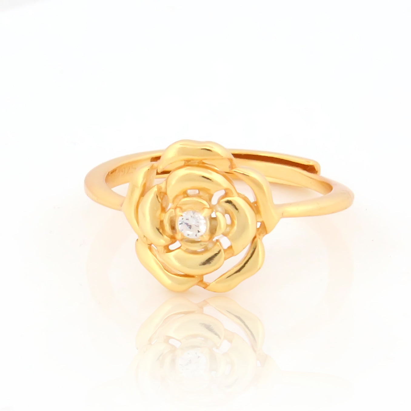 FLOWER GOLD PLATED  SILVER  RING